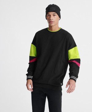 Superdry Future Colour Block Loopback Crew Férfi Pulóver Fekete | SVTAL6425